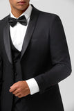 Black Shawl Lapel 3-Pieces Slim Fit Men's Wedding Suits