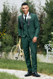 Dark Green Shawl Lapel 3 Piece Slim Fit Men's Formal Suits