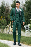 Dark Green Shawl Lapel 3 Piece Slim Fit Men's Formal Suits