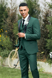 Dark Green Shawl Lapel 3 Piece Slim Fit Men's Formal Suits