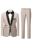 Black Shawl Lapel 3-Pieces Slim Fit Men's Wedding Suits