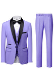 Black Shawl Lapel 3-Pieces Slim Fit Men's Wedding Suits