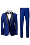 Black Shawl Lapel 3-Pieces Slim Fit Men's Wedding Suits