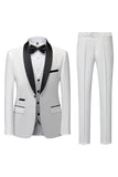 Black Shawl Lapel 3-Pieces Slim Fit Men's Wedding Suits