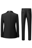 Black 3-Pieces Shawl Lapel Slim Fit Men's Suits