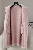 Brown Notched Lapel Long Teddy Wool coat