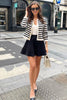 Load image into Gallery viewer, Black and White Striped Knitted Women Coat