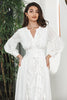 Load image into Gallery viewer, White Boho Long Sleeves Engagement Party Dress with Lace