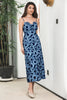Load image into Gallery viewer, Blue Black Floral Maxi Boho Party Dress