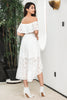 Load image into Gallery viewer, White High Low Hollow Boho Engagement Party Dress