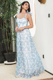 Blue Floral Boho Maxi Summer Dress