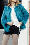 Lake Blue Faux Fur Short Shearling Coat