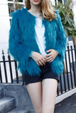 Lake Blue Faux Fur Short Shearling Coat