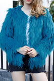 Lake Blue Faux Fur Short Shearling Coat