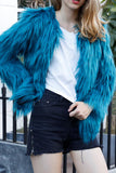 Lake Blue Faux Fur Short Shearling Coat