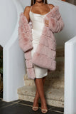 Pink Faux Fur Long Shearling Coat