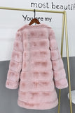 Pink Faux Fur Long Shearling Coat