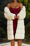 Pink Faux Fur Long Shearling Coat