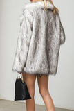 Grey Shawl Lapel Faux Fur Short Shearling Coat