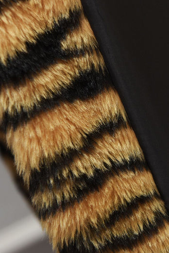 Brown Leopard Printed Faux Fur Short Shearling Coat