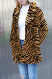 Brown Leopard Printed Faux Fur Short Shearling Coat