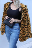 Brown Leopard Printed Faux Fur Short Shearling Coat