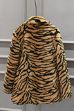 Brown Leopard Printed Faux Fur Short Shearling Coat