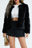 Pink Shawl Lapel Faux Fur Short Shearling Coat