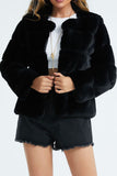 Pink Shawl Lapel Faux Fur Short Shearling Coat