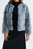 Pink Shawl Lapel Faux Fur Short Shearling Coat