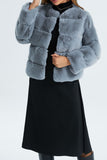 Pink Shawl Lapel Faux Fur Short Shearling Coat