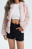 Pink Shawl Lapel Faux Fur Short Shearling Coat