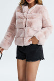 Pink Shawl Lapel Faux Fur Short Shearling Coat