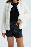 Pink Shawl Lapel Faux Fur Short Shearling Coat