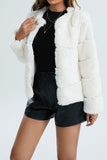 Pink Shawl Lapel Faux Fur Short Shearling Coat