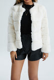 Pink Shawl Lapel Faux Fur Short Shearling Coat