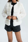 Pink Shawl Lapel Faux Fur Short Shearling Coat