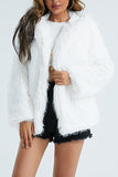 Black Hooded Faux Fur Short Shearling Coat