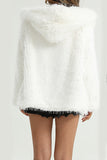 Black Hooded Faux Fur Short Shearling Coat