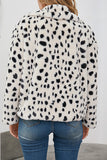 Beige Leopard Printed Faux Fur Short Shearling Coat with Pockets