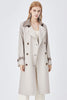 Load image into Gallery viewer, Beige Patchwork Double Breasted Long Trench Coat with Belt