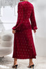 Load image into Gallery viewer, Burgundy V Neck Printed Long Sleeves Velvet Cocktail Dress