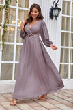 Burgundy Appliqued A Line Long Sleeves Chiffon Choir Dress
