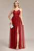 Load image into Gallery viewer, A-Line Sequins Rust Formal Dress with Slit