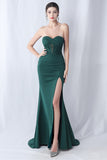 Black Mermaid Sweetheart Long Formal Dress with Slit