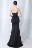 Black Mermaid Sweetheart Long Formal Dress with Slit