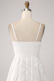 White A-Line Spaghetti Straps Short Graduation Dress