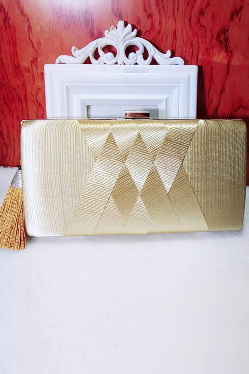 Load image into Gallery viewer, Golden Glitter Evening Clutch Bag With Tassel