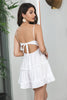 Load image into Gallery viewer, Spaghetti Straps Ruffles Little White Dress with Lace