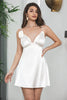 Load image into Gallery viewer, Spaghetti Straps Little White Dress with Flower
